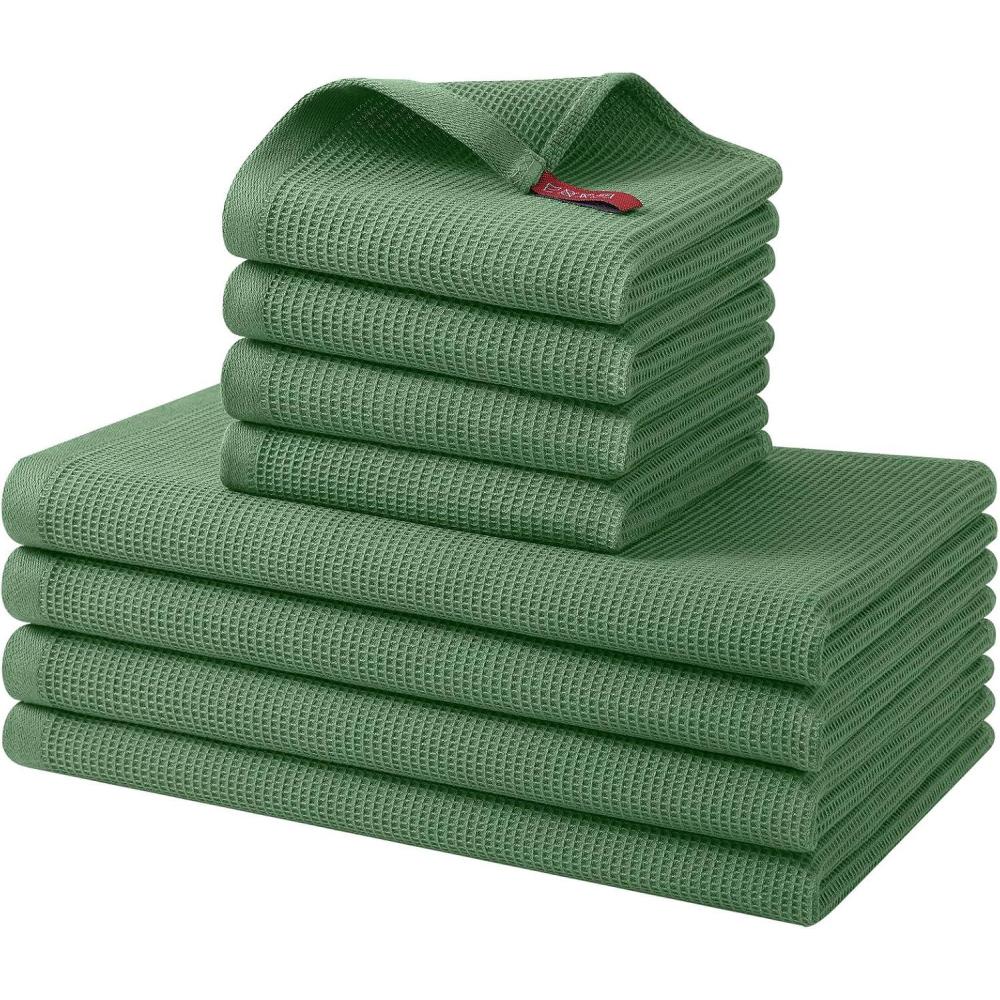 image:imageHomaxy 100 Cotton Waffle Weave Dish Cloths  6 Pack Soft and Absorbent Dish Towels  12 x 12 Inches Quick Dry Dish Rags  WhiteGrass Green