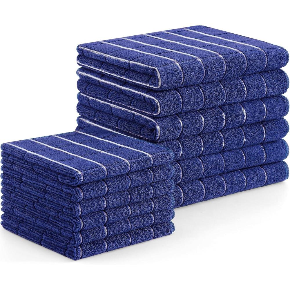 image:imageHomaxy Microfiber Kitchen Towels and Dishcloths Set 16 Pack Soft and Absorbent Dish Hand Towels Bulk 28 x 16 Inch amp 12 x 12 Inch Quick Drying Rags for Washing Dishes GreyNavy Blue