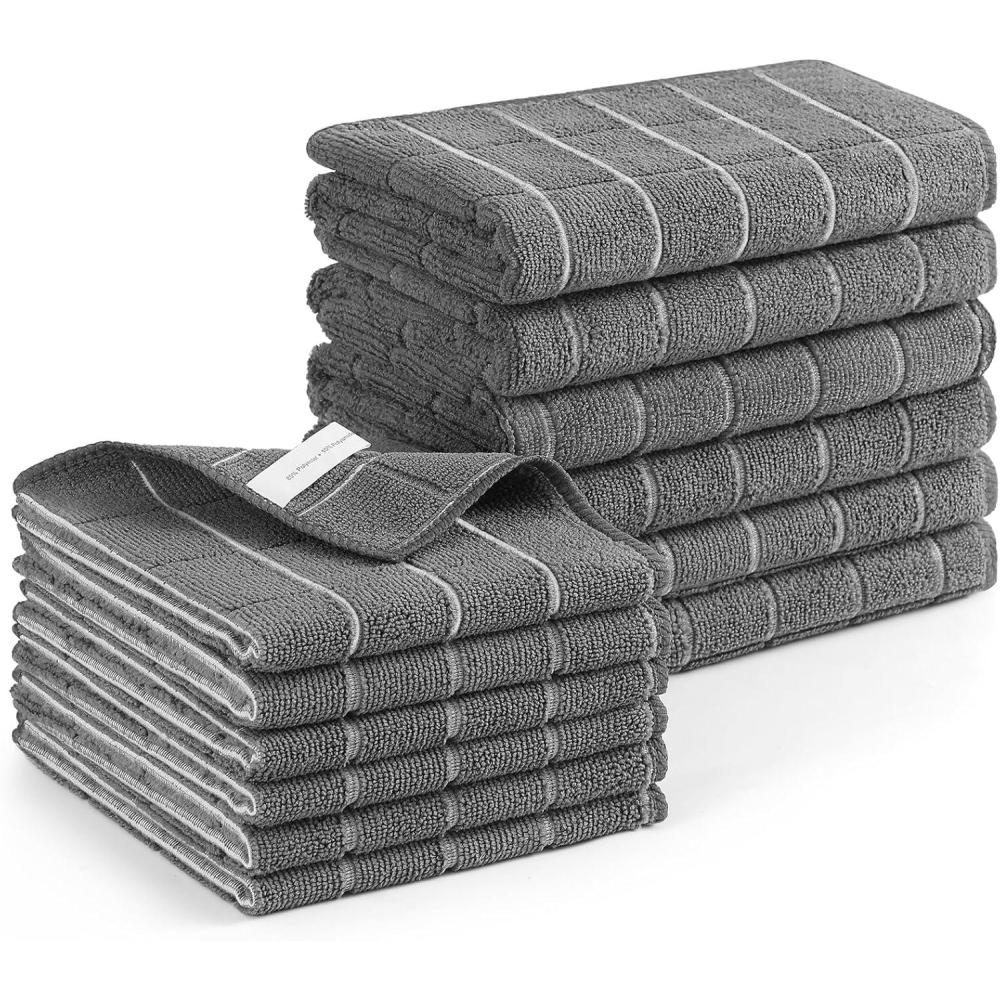 image:imageHomaxy Microfiber Kitchen Towels and Dishcloths Set 16 Pack Soft and Absorbent Dish Hand Towels Bulk 28 x 16 Inch amp 12 x 12 Inch Quick Drying Rags for Washing Dishes GreyGrey