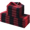 image:imageHomaxy Kitchen Towels and Dishcloths Set 12 x 12 and 13 x 28 Inches Set of 8 Bulk Cotton Waffle Weave Check Plaid Kitchen Towels Super Soft and Absorbent Dish Towel White amp RedBlack  Red