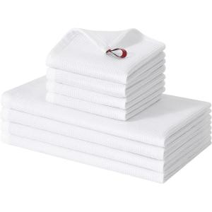 Homaxy 100% Cotton Waffle Weave Dish Cloths – 6 Pack Soft and Absorbent Dish Towels – 12 x 12 Inches Quick Dry Dish Rags – White(White)