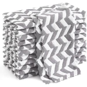 Homaxy 12 Pack Kitchen Dish Cloths, Ultra Soft and Absorbent Dish Towels, Reusable Fast Drying Microfiber Cleaning Cloth, Coral Velvet Wave Design No-lint, 10 x 10 inches, Grass Green(Grey – Irregular Wave)