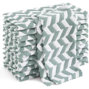 Homaxy 12 Pack Kitchen Dish Cloths, Ultra Soft and Absorbent Dish Towels, Reusable Fast Drying Microfiber Cleaning Cloth, Coral Velvet Wave Design No-lint, 10 x 10 inches, Grass Green(Teal – Irregular Wave)