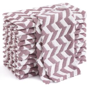 Homaxy 12 Pack Kitchen Dish Cloths, Ultra Soft and Absorbent Dish Towels, Reusable Fast Drying Microfiber Cleaning Cloth, Coral Velvet Wave Design No-lint, 10 x 10 inches, Grass Green(Purple – Irregular Wave)