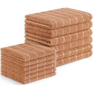 Homaxy Microfiber Kitchen Towels and Dishcloths Set, 16 Pack Soft and Absorbent Dish Hand Towels Bulk, 28 x 16 Inch & 12 x 12 Inch Quick Drying Rags for Washing Dishes, Grey(Camel)