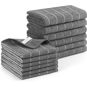 Homaxy Microfiber Kitchen Towels and Dishcloths Set, 16 Pack Soft and Absorbent Dish Hand Towels Bulk, 28 x 16 Inch & 12 x 12 Inch Quick Drying Rags for Washing Dishes, Grey(Grey)