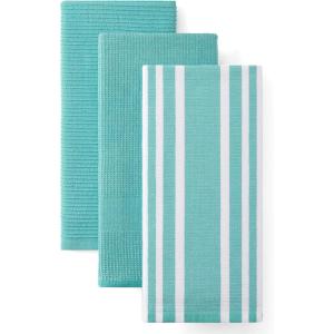 Homaxy Premium Kitchen Towels(18”x 28”, 6 Pack), Large Cotton 380 GSM Kitchen Hand Towels, Soft and Absorbent Terry Dish Towels, Multipurpose Tea Towel Set with Hanging Loop, Khaki(Teal)