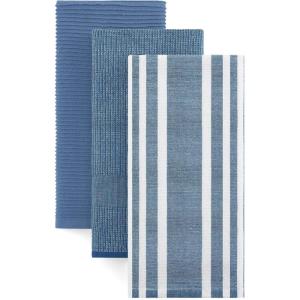 Homaxy Premium Kitchen Towels(18”x 28”, 6 Pack), Large Cotton 380 GSM Kitchen Hand Towels, Soft and Absorbent Terry Dish Towels, Multipurpose Tea Towel Set with Hanging Loop, Khaki(Navy Blue)