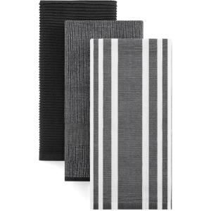 Homaxy Premium Kitchen Towels(18”x 28”, 6 Pack), Large Cotton 380 GSM Kitchen Hand Towels, Soft and Absorbent Terry Dish Towels, Multipurpose Tea Towel Set with Hanging Loop, Khaki(Black)