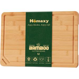 Homaxy Extra Large Organic Bamboo Cutting Boards for Kitchen, 20″x14″ Wooden 2XL Cutting Board with Juice Groove and Handles, Charcuterie Butcher Block Wood Serving & Chopping Board – Pre Oiled(Natural)