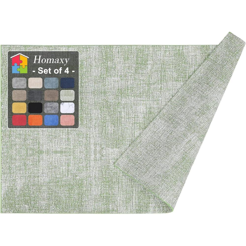 image:imageHomaxy Faux Leather Heat Resistant Placemats for Dining Table Set of 6 Waterproof Wipeable Washable PU Table Mats Easy to Clean AntiSlip Place Mats 118 x 17 Light BrownGrass Green