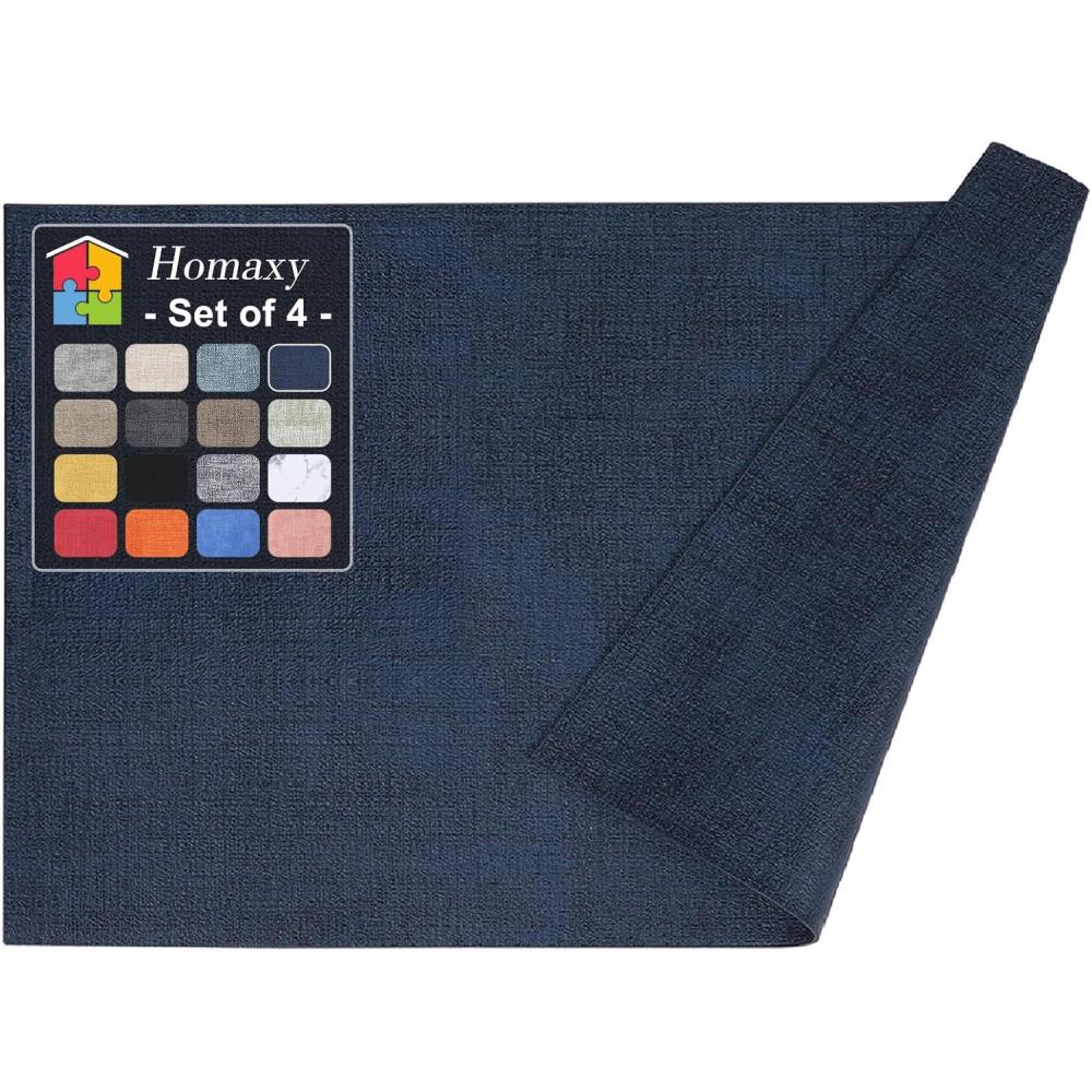 image:imageHomaxy Faux Leather Heat Resistant Placemats for Dining Table Set of 6 Waterproof Wipeable Washable PU Table Mats Easy to Clean AntiSlip Place Mats 118 x 17 Light BrownNavy Blue