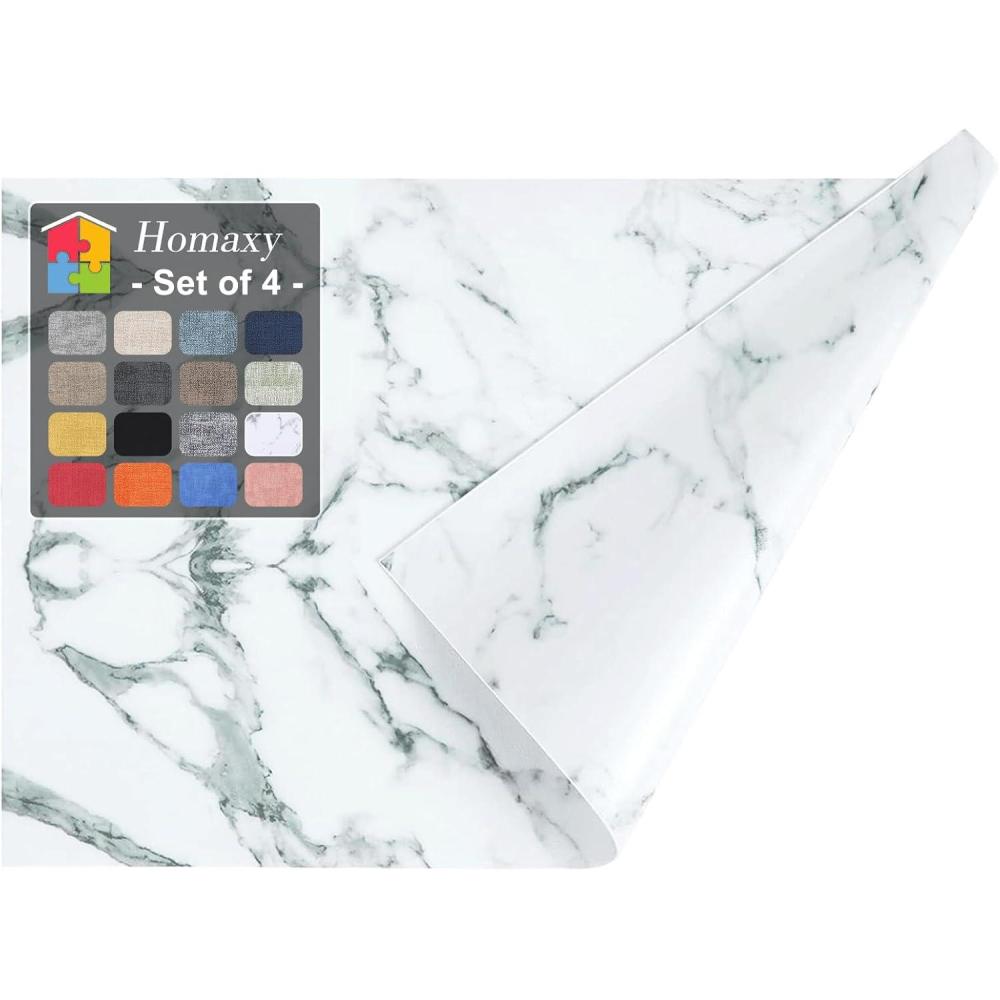 image:imageHomaxy Faux Leather Heat Resistant Placemats for Dining Table Set of 6 Waterproof Wipeable Washable PU Table Mats Easy to Clean AntiSlip Place Mats 118 x 17 Light BrownMarble