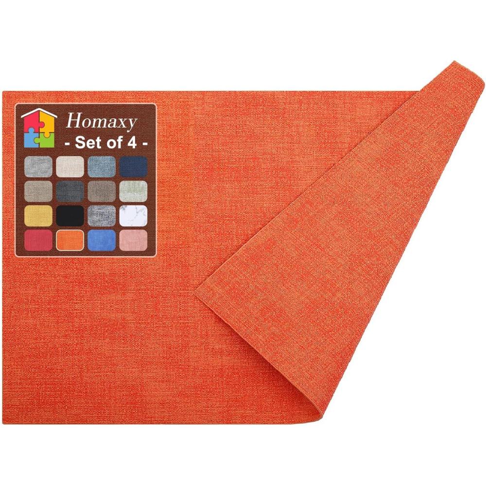image:imageHomaxy Faux Leather Heat Resistant Placemats for Dining Table Set of 6 Waterproof Wipeable Washable PU Table Mats Easy to Clean AntiSlip Place Mats 118 x 17 Light BrownOrange