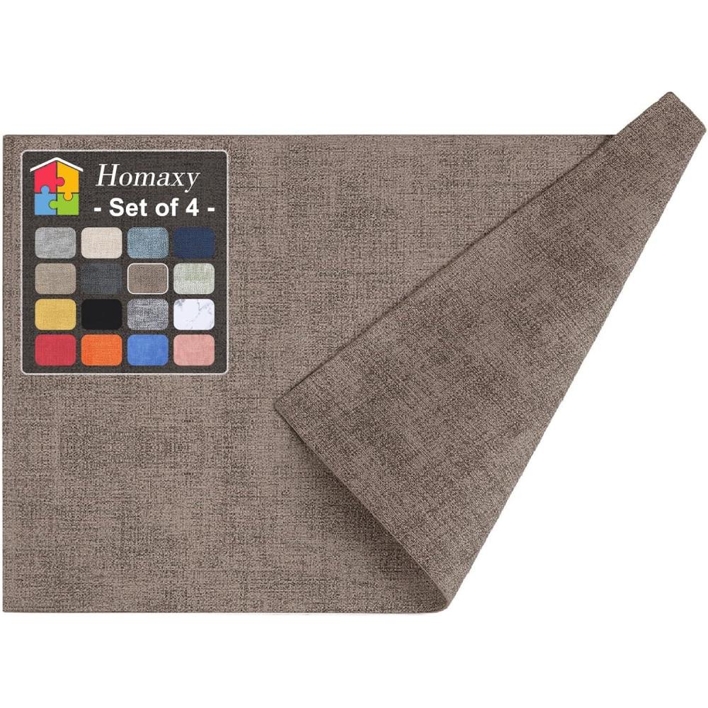 image:imageHomaxy Faux Leather Heat Resistant Placemats for Dining Table Set of 6 Waterproof Wipeable Washable PU Table Mats Easy to Clean AntiSlip Place Mats 118 x 17 Light BrownDark Brown