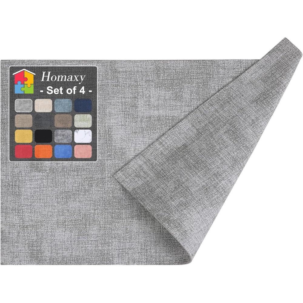 image:imageHomaxy Faux Leather Heat Resistant Placemats for Dining Table Set of 6 Waterproof Wipeable Washable PU Table Mats Easy to Clean AntiSlip Place Mats 118 x 17 Light BrownLight Grey
