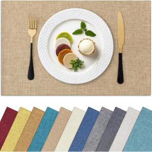 Homaxy Cloths Placemats for Dining Table Set of 4, Heat Resistant Washable Cotton Linen Blend Table Mats, Place Mats for Indoor Outdoor Party Kitchen Decoration, 13″ x 19″, Mustard Yellow(Flaxen)