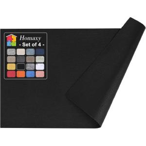 Homaxy Faux Leather Heat Resistant Placemats for Dining Table Set of 6, Waterproof Wipeable Washable PU Table Mats, Easy to Clean Anti-Slip Place Mats, 11.8″ x 17″, Light Brown(Black)