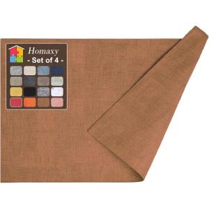 Homaxy Faux Leather Heat Resistant Placemats for Dining Table Set of 6, Waterproof Wipeable Washable PU Table Mats, Easy to Clean Anti-Slip Place Mats, 11.8″ x 17″, Light Brown(Brown)