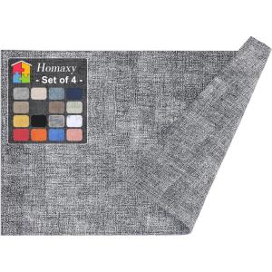 Homaxy Faux Leather Heat Resistant Placemats for Dining Table Set of 6, Waterproof Wipeable Washable PU Table Mats, Easy to Clean Anti-Slip Place Mats, 11.8″ x 17″, Light Brown(Black & White)