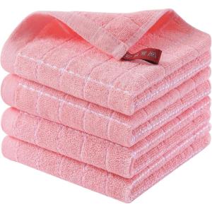 Homaxy 100% Cotton Terry Kitchen Towels(Purple, 13 x 28 inches), Checkered Designed, Soft and Super Absorbent Dish Towels, 2 Pack(Pink)